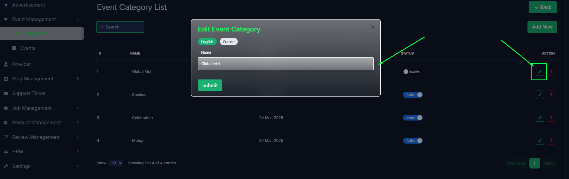 Edit Category