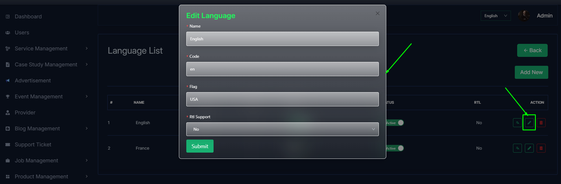 Edit Language