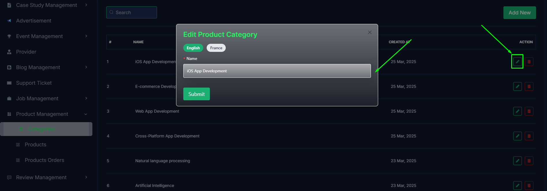 Edit Category