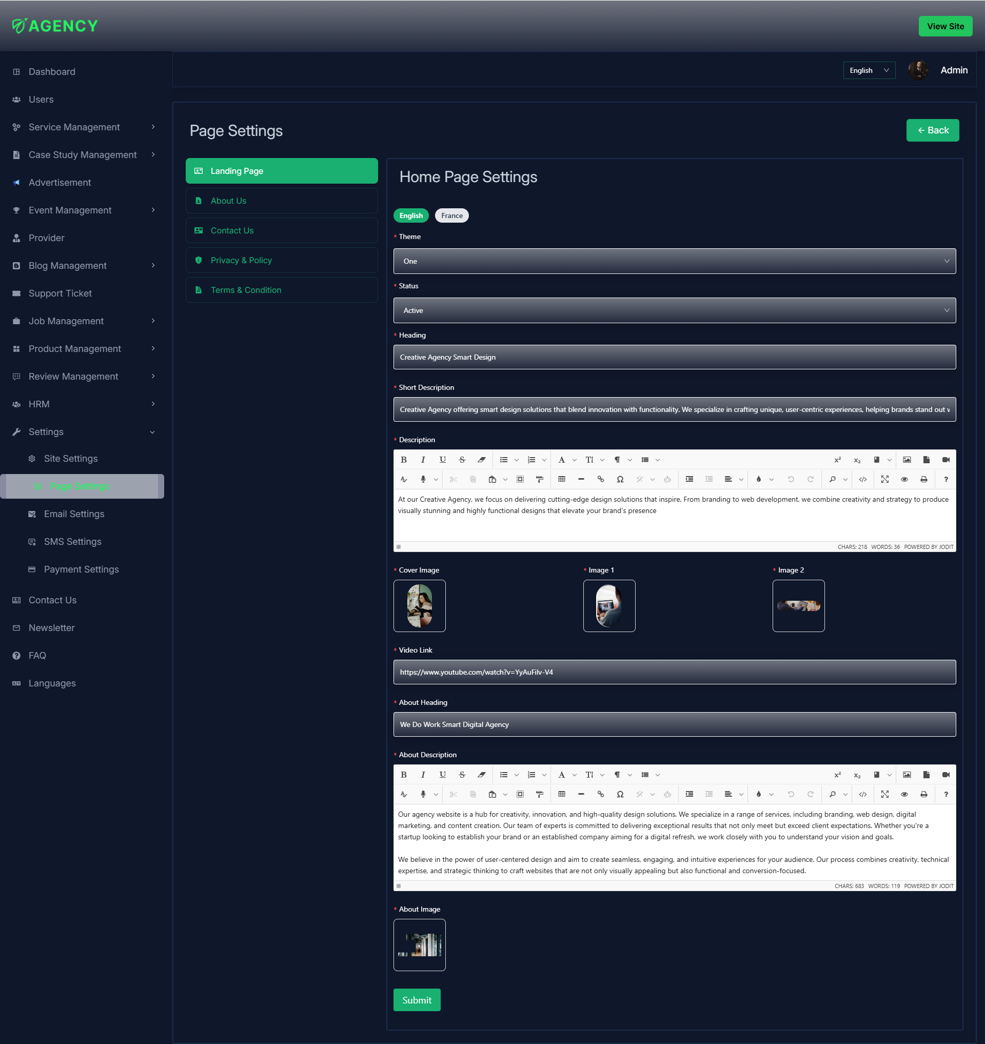 landing page