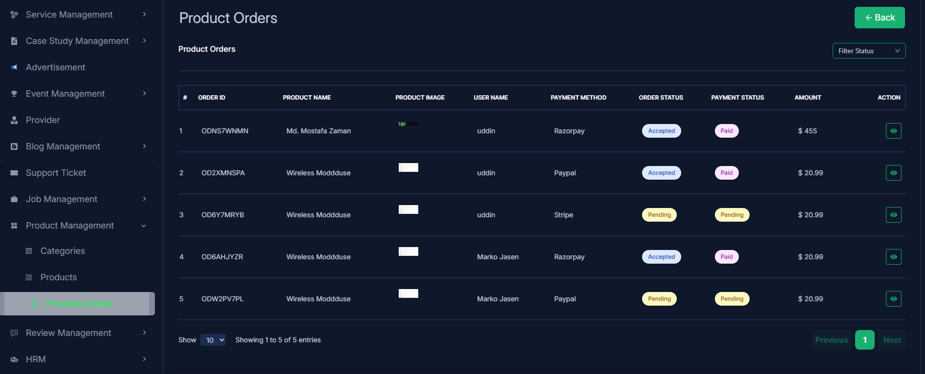 Product Orders