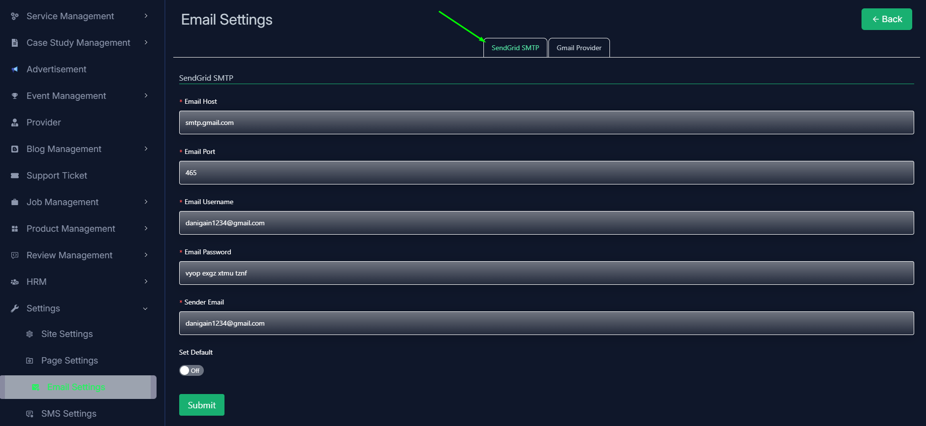 Email Settings